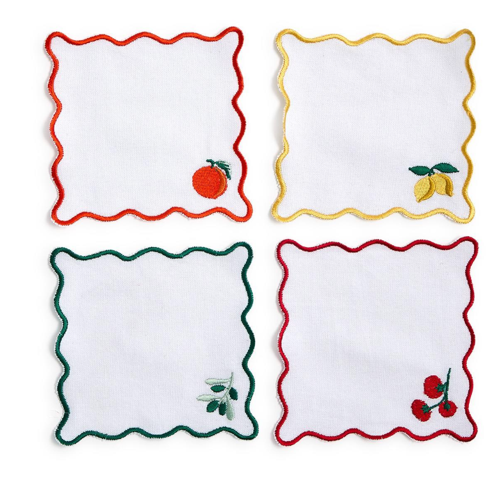 Set/4 Fruit Cocktail Napkins