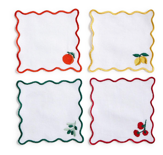 Set/4 Fruit Cocktail Napkins