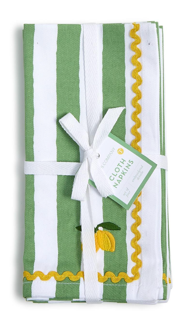 Set/4 Lemon Embroidered Napkins
