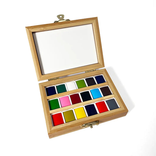 Watercolor Set In Bamboo Box