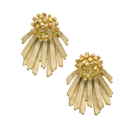 Gold Cluster/Fan Stud Earrings