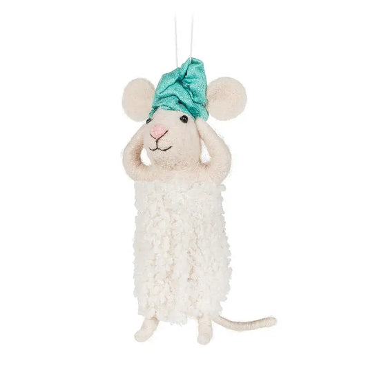 Spa Mouse W/ Towel Ornament