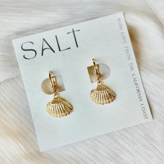 Scallop Seashell Huggie Hoops