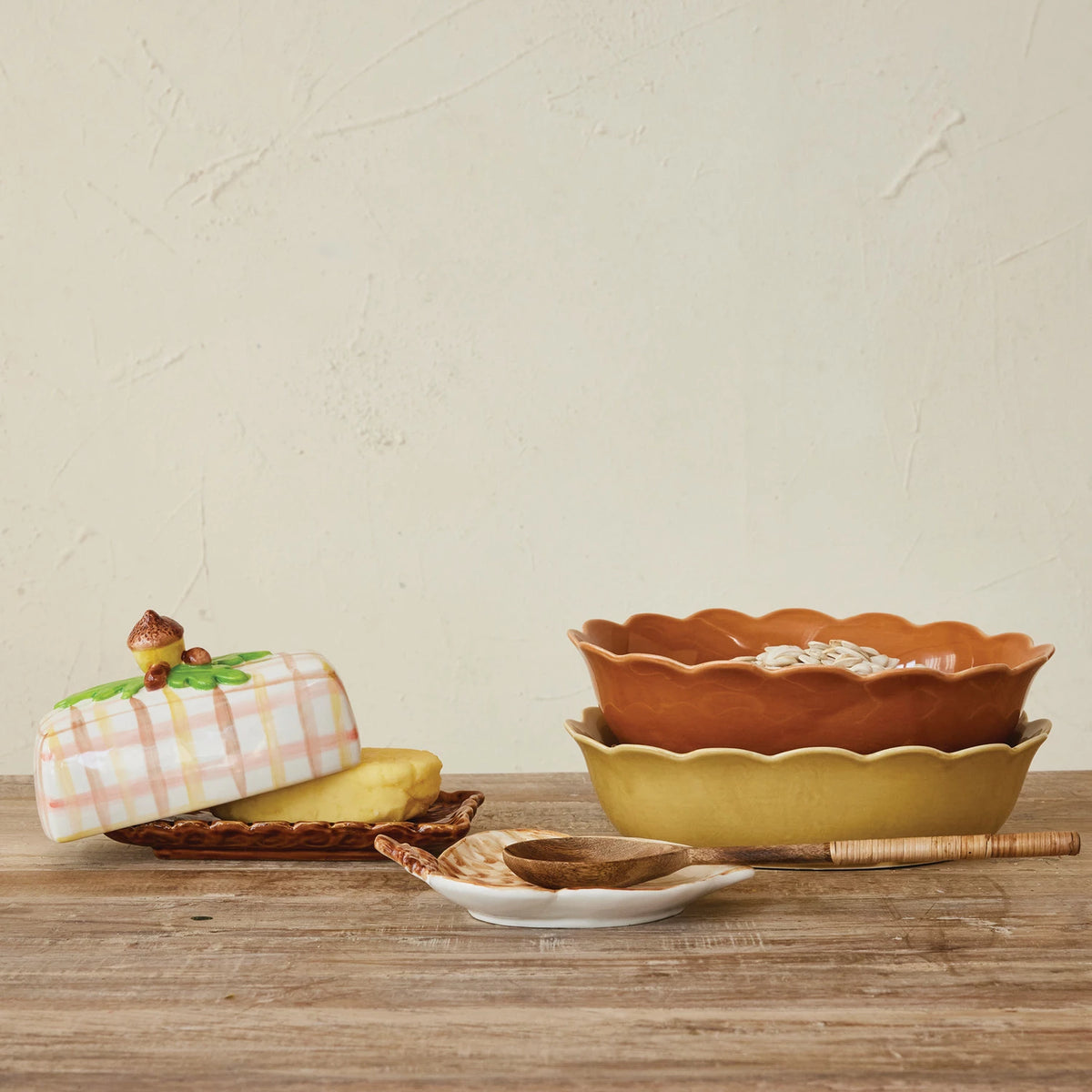 Acorn Handle Butter Dish
