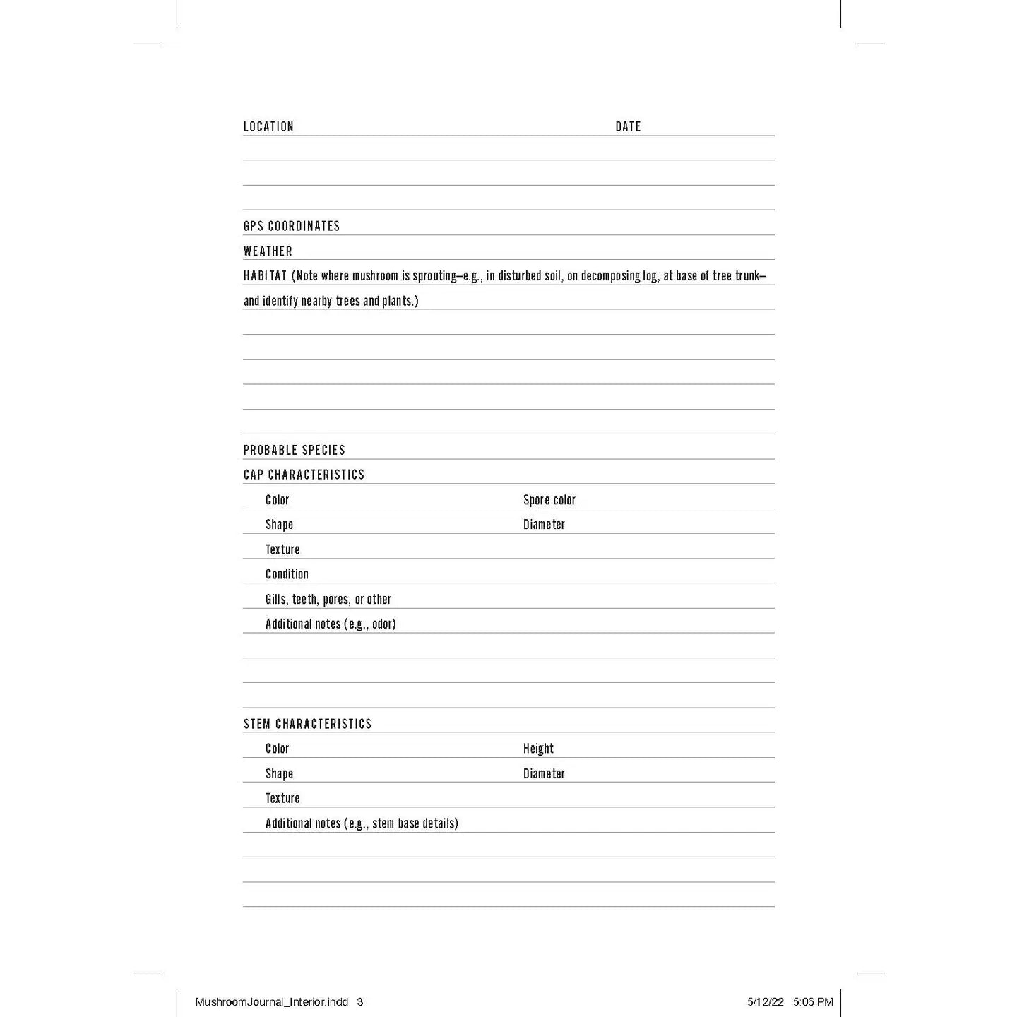 Mushroom Logbook