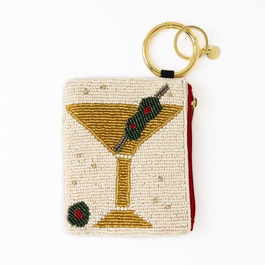 Martini & Olive Beaded Pouch