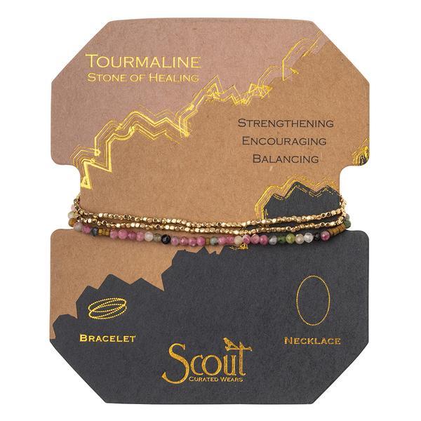 Tourmaline/Gold - Stone of Healing - Wrap Bracelet/Necklace - 20