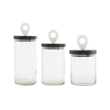 Load image into Gallery viewer, Black &amp; White Glass Canister Set