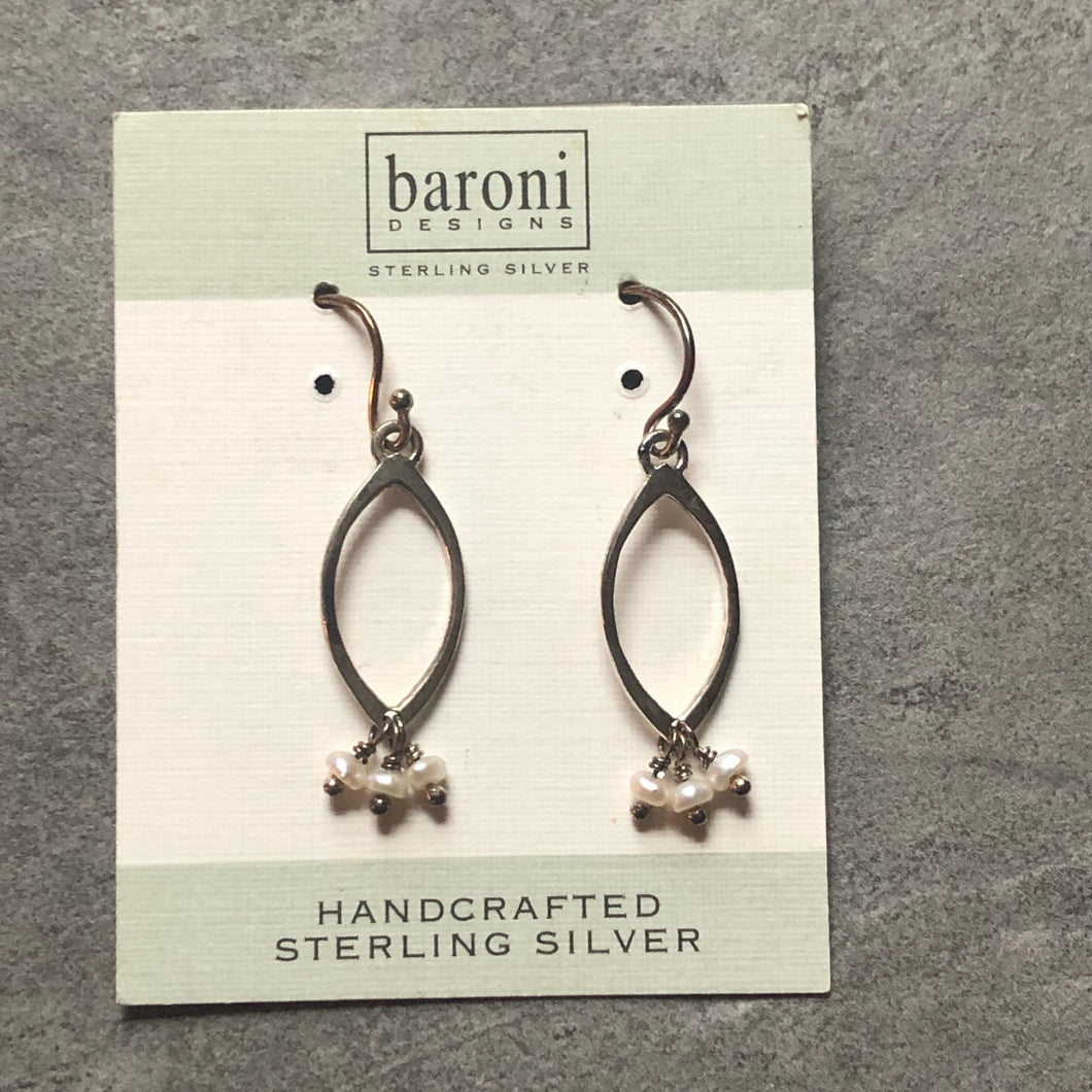 Baroni Sterling silver hoop earrings with pearls  #58