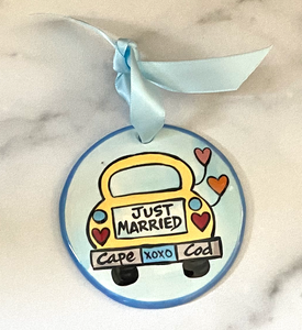 Just Married & Cape Cod Handpainted Ornament