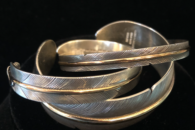 Sterling Silver Feather Bracelets, With Gold Accent