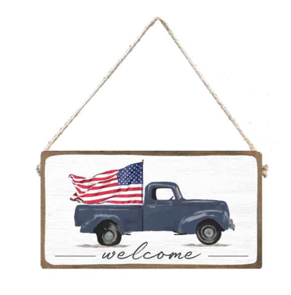 Welcome Flag Truck Hanging Sign