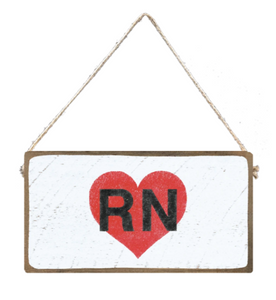 RN & Red Heart Hanging Sign