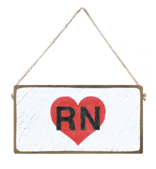 RN & Red Heart Hanging Sign