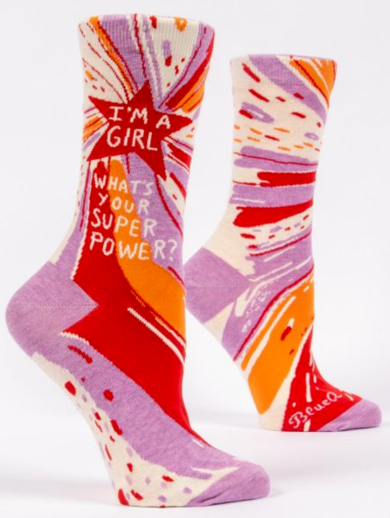 I'm A Girl, What's Your Super Power Women's Crew Socks