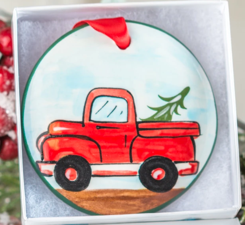 Red Truck Handpainted Ornament