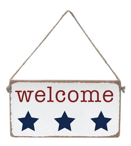 Welcome With Stars Hanging Sign