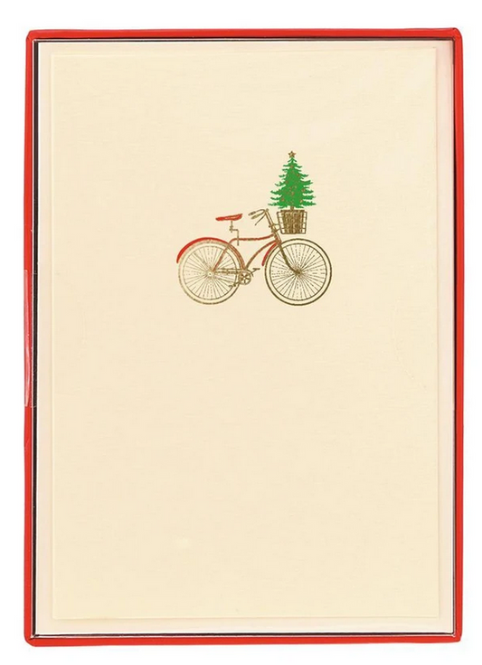 Bike with Basket Petite Boxed Holiday Cards
