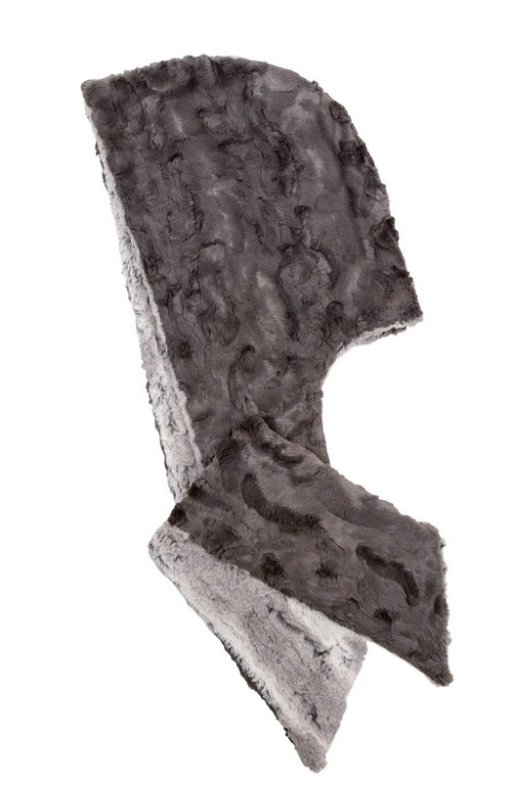 Hoody Scarf in Alder with Cuddly Fur in Gray