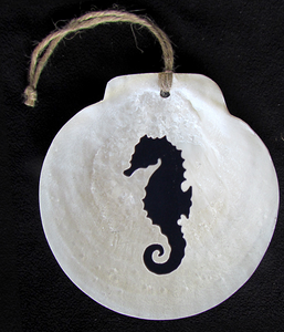 Sea Horse Scallop Shell Ornament