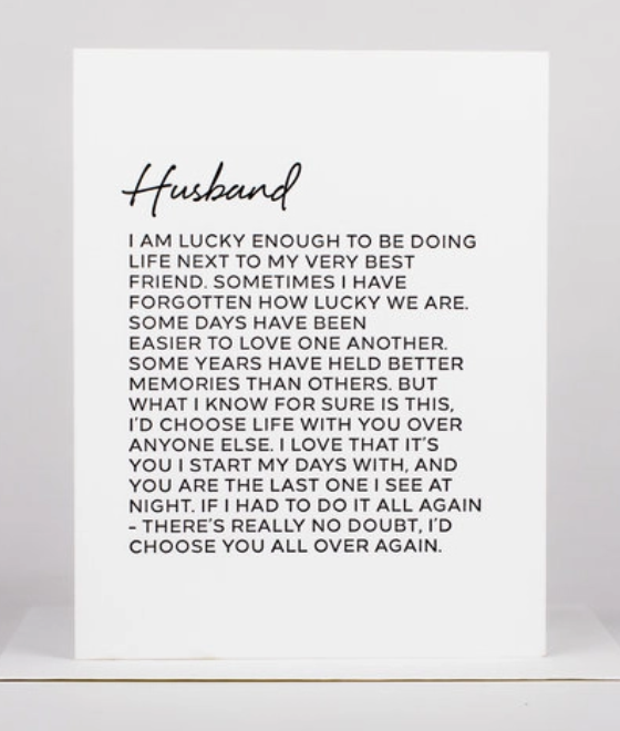 Letter To Husband Card