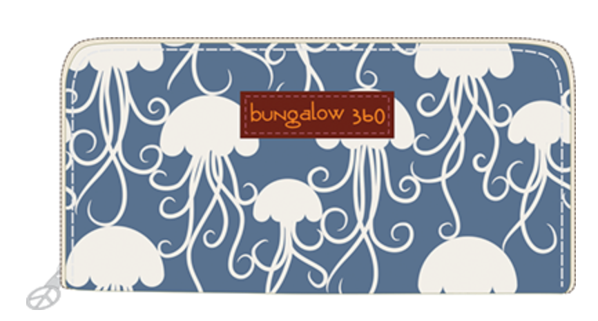 Jellyfish Cotton Canvas Zip Around Wallet