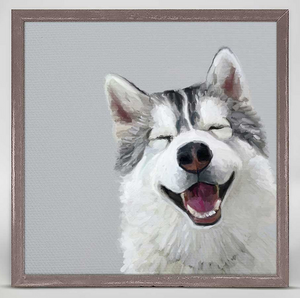 Happy Husky Mini Framed Canvas