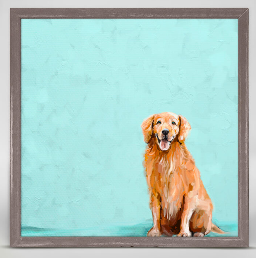 Sweet Golden Retriever Mini Framed Canvas