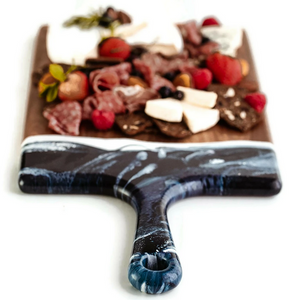 Large Acacia Cheese Board - Navy | White | Metallic