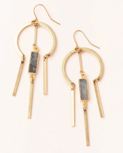 Labradorite - Dream Catcher Stone Earring - Gold