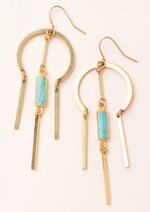Turquoise/Gold - Dream Catcher Stone Earring