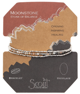 Moonstone - Stone of Balance - Wrap Bracelet/Necklace - 20"