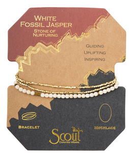 White Fossil - Stone of Nurturing - Wrap Bracelet/Necklace - 20"