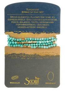 Turquoise/Gold - Stone of the Sky - Wrap Bracelet/Necklace - 34"