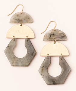 Labradorite - Gold - Stone Cutout Earring