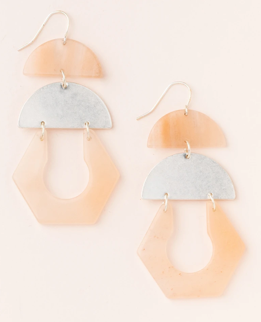 Sunstone - Silver - Stone Cutout Earring