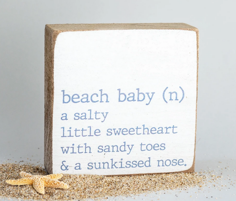 Beach Baby Definition Rustic Block