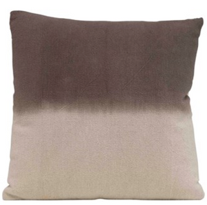 Square Cotton Canvas Dip Dyed Pillow, Natural & Charcoal Color, 20"