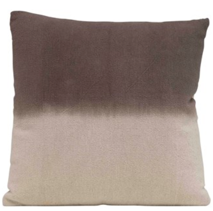 Square Cotton Canvas Dip Dyed Pillow, Natural & Charcoal Color, 20