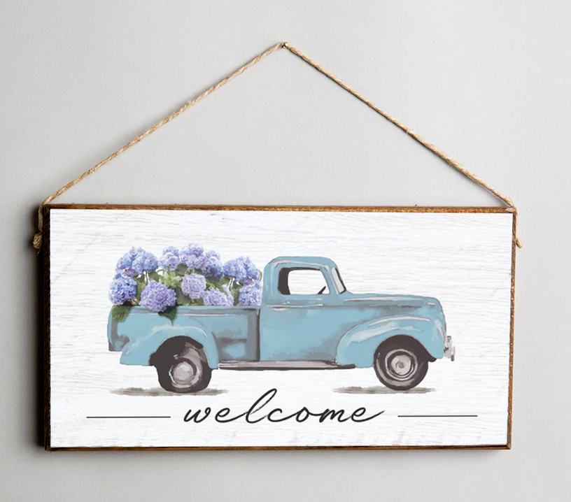 Welcome Hydrangea Truck Hanging Sign