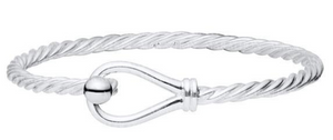 Loop & Ball Twisted Wire Sterling Silver Bracelet - 6.5"