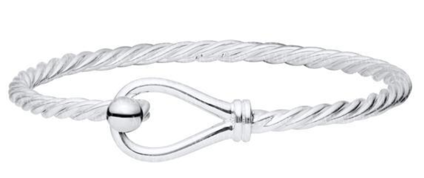 Loop & Ball Twisted Wire Sterling Silver Bracelet - 6.5