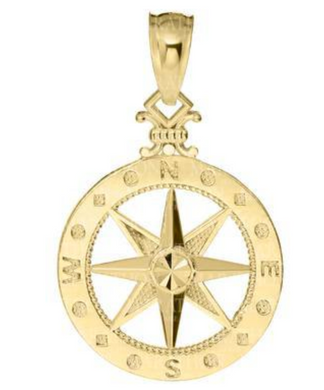 Compass Rose 14k Necklace - 14k Gold - 14mm