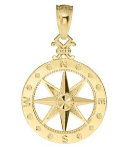 Compass Rose 14k Necklace - 14k Gold - 14mm