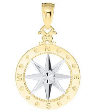 Compass Rose 14k & Sterling Silver Necklace - 14mm