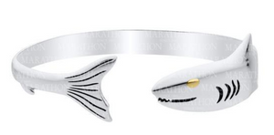 Shark Sterling Silver Cuff Bracelet - 6.5"