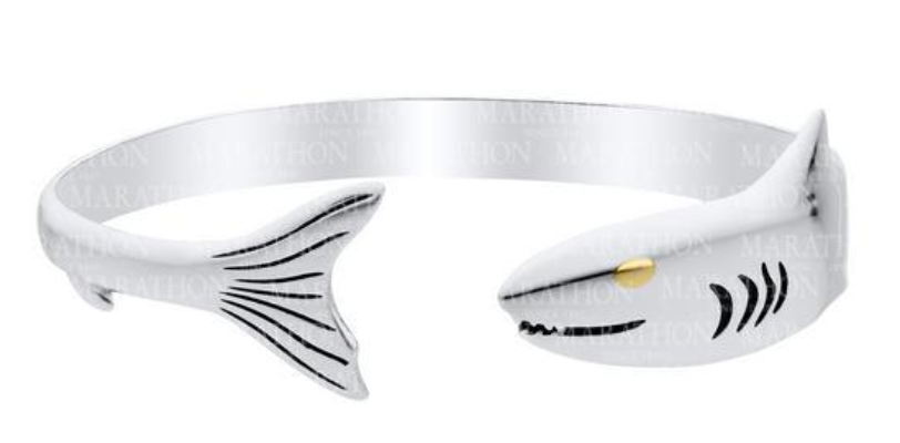 Shark Sterling Silver Cuff Bracelet - 6.5