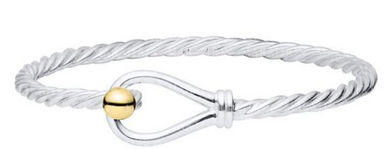 Loop & Ball Twisted Wire 14k & Sterling Silver Bracelet - 6.5