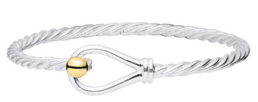 Loop & Ball Twisted Wire 14k & Sterling Silver Bracelet - 7