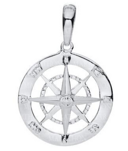 Compass Rose Sterling Silver Necklace - 21mm
